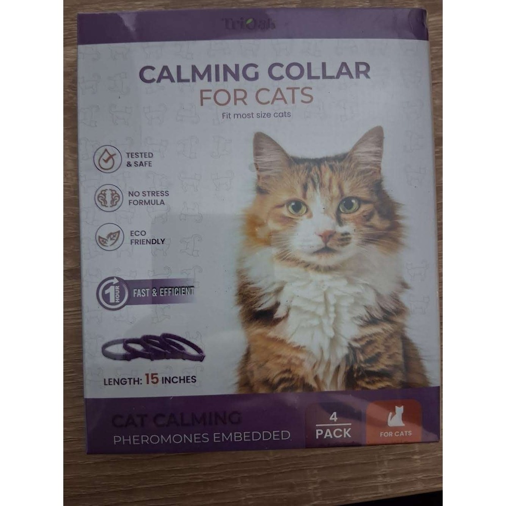 TriOak Calming Collar for Cats 4 Pack Purple Pheromone Anxiety Relief 15 Inch